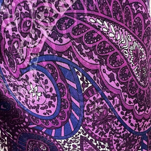 Lena Medoyeff Maxi Dress 100%‎ Silk Purple Paisley V-Neck Ruffle Layered Size 6 - Picture 4 of 11